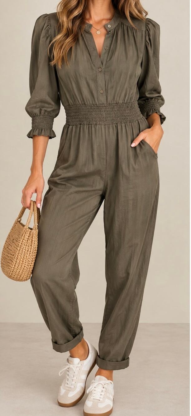 Bishop + Young Sloan Utility Jumpsuit Olive Green Size Small NWT